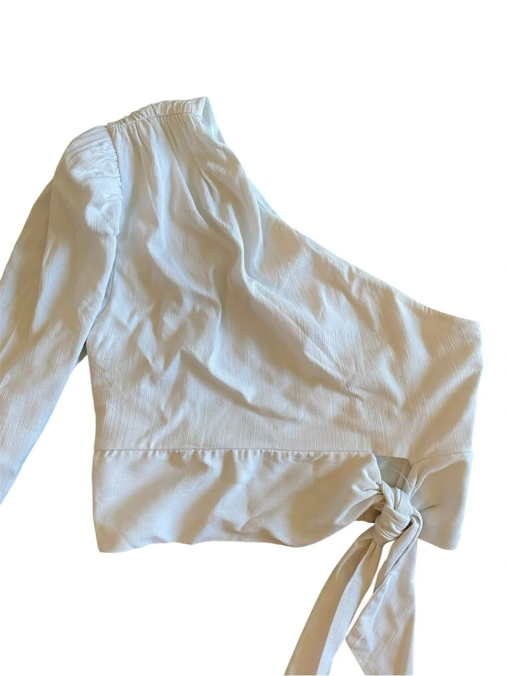 Free People Asymmetric One-Shoulder Tie-Waist Top - White